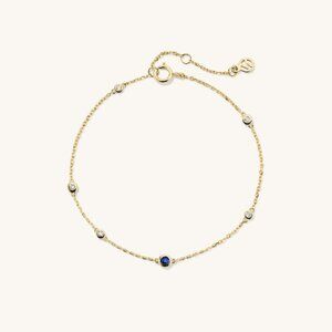 Mejuri Multi Gemstone Station Bracelet, Blue Sapphire & Natural Diamond